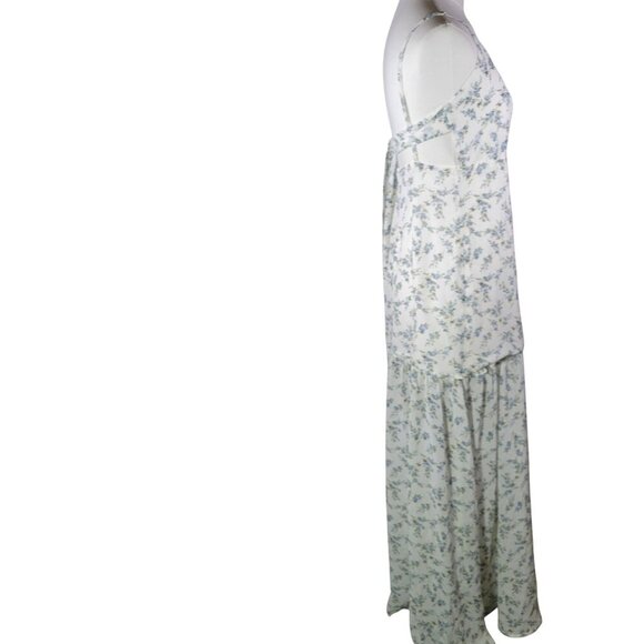 Hello Molly Women Wedding Formal White Floral Ruched Back Tie Maxi Dress Size M - Picture 4 of 8